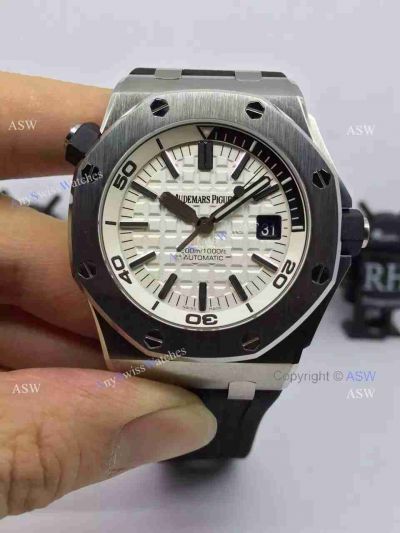 Swiss Audemars Piguet Replica Watch SS White Black Rubber Watch